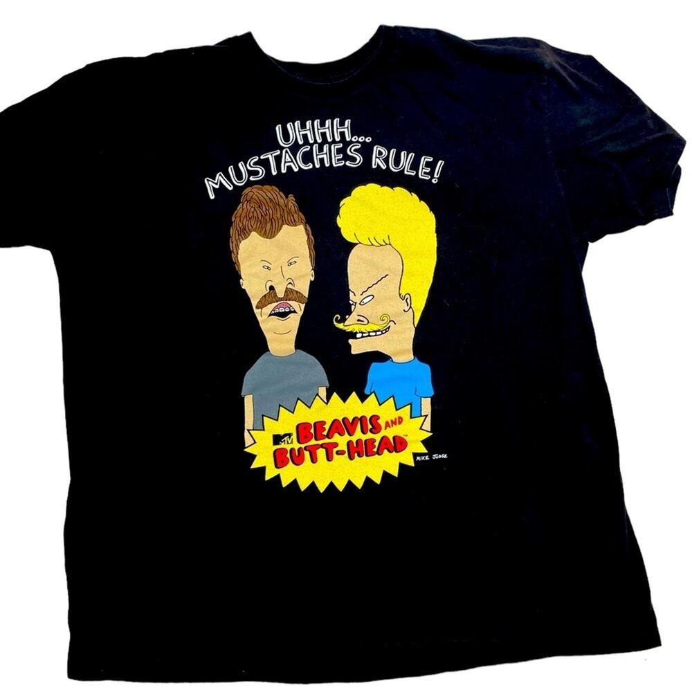 Beavis and Butthead T-Shirt Unisex 2XL XXL Cartoon Oversized Graphic Tee Black